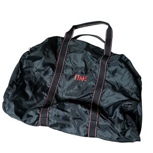 Vintage Time Magazine Duffel Bag Black Red Ripstop Nylon Travel Bag 90s Promo